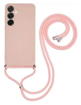 Samsung Galaxy A56 Hoesje met Koord en Camera Bescherming Back Cover Roze