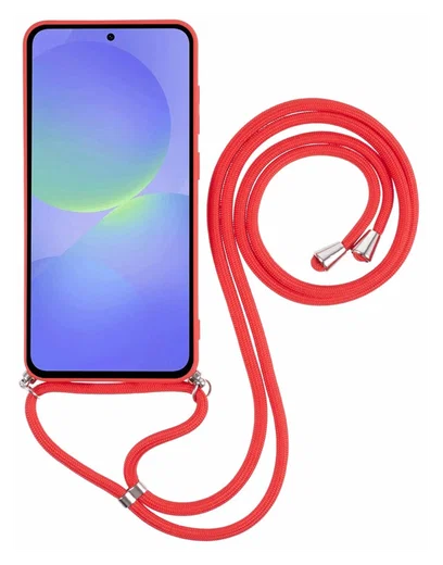 Samsung Galaxy A56 Hoesje met Koord en Camera Bescherming Back Cover Rood afbeelding 6