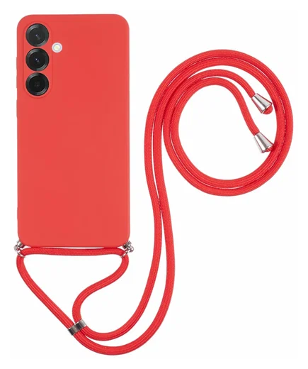Samsung Galaxy A36 Hoesje met Koord en Camera Bescherming Back Cover Rood afbeelding 1