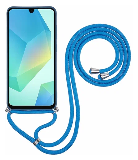Samsung Galaxy A16 Hoesje met Koord en Camera Bescherming Back Cover Blauw afbeelding 7