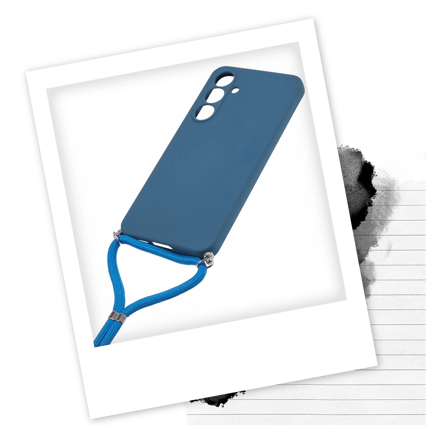 Samsung Galaxy A16 Hoesje met Koord en Camera Bescherming Back Cover Blauw afbeelding 2