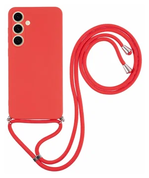 Samsung Galaxy A16 Hoesje met Koord en Camera Bescherming Back Cover Rood