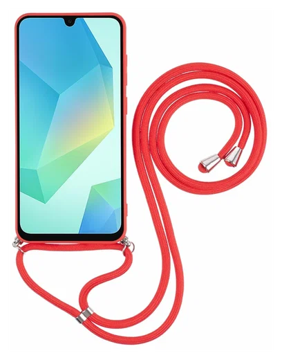 Samsung Galaxy A16 Hoesje met Koord en Camera Bescherming Back Cover Rood afbeelding 6