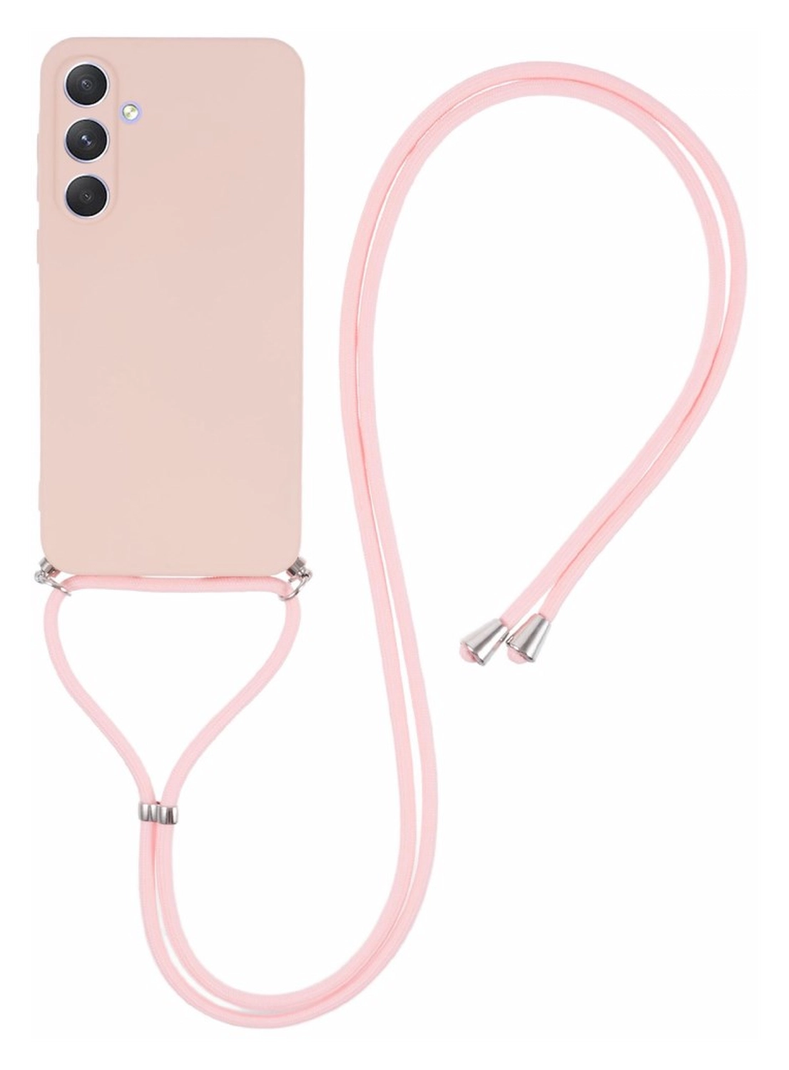 Samsung Galaxy A55 Hoesje met Koord en Camera Bescherming Back Cover Roze afbeelding 1