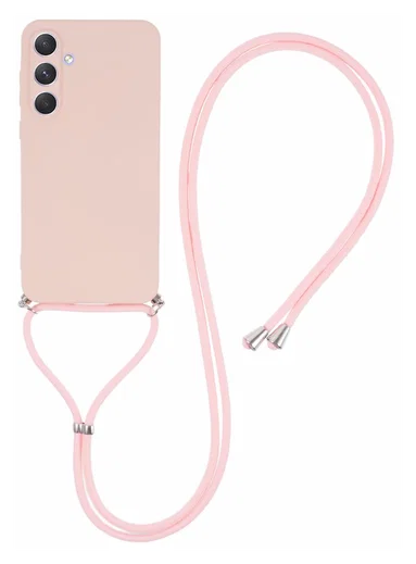 Samsung Galaxy A55 Hoesje met Koord en Camera Bescherming Back Cover Roze afbeelding 1
