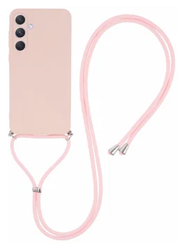 Samsung Galaxy A55 Hoesje met Koord en Camera Bescherming Back Cover Roze