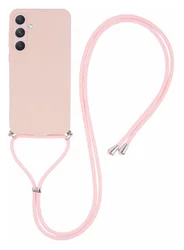 Samsung Galaxy A55 Hoesje met Koord en Camera Bescherming Back Cover Roze afbeelding