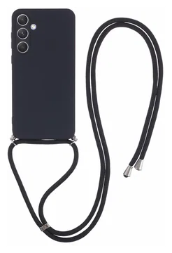Samsung Galaxy A55 Hoesje met Koord en Camera Bescherming Back Cover Zwart
