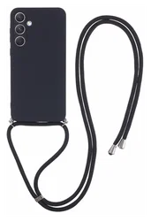Samsung Galaxy A55 Hoesje met Koord en Camera Bescherming Back Cover Zwart afbeelding