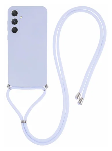 Samsung Galaxy A55 Hoesje met Koord en Camera Bescherming Back Cover Lichtpaars afbeelding 1