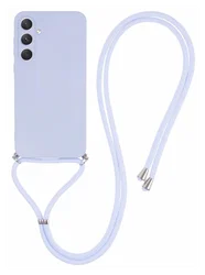 Samsung Galaxy A55 Hoesje met Koord en Camera Bescherming Back Cover Lichtpaars afbeelding