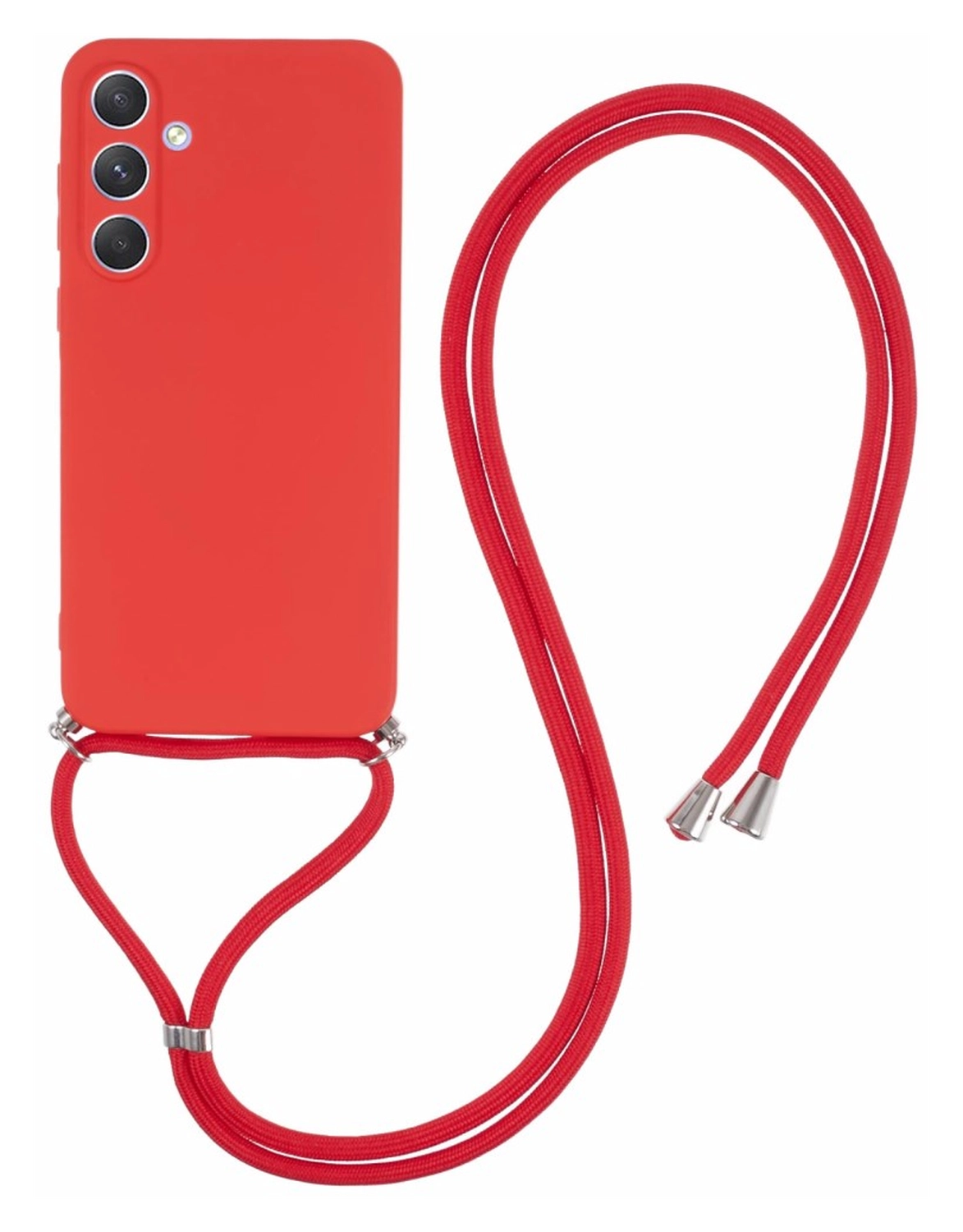 Samsung Galaxy A55 Hoesje met Koord en Camera Bescherming Back Cover Rood afbeelding 1
