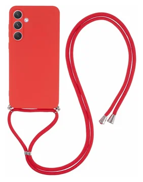 Samsung Galaxy A55 Hoesje met Koord en Camera Bescherming Back Cover Rood