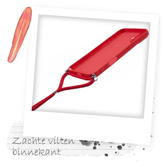 Samsung Galaxy A55 Hoesje met Koord en Camera Bescherming Back Cover Rood afbeelding 5