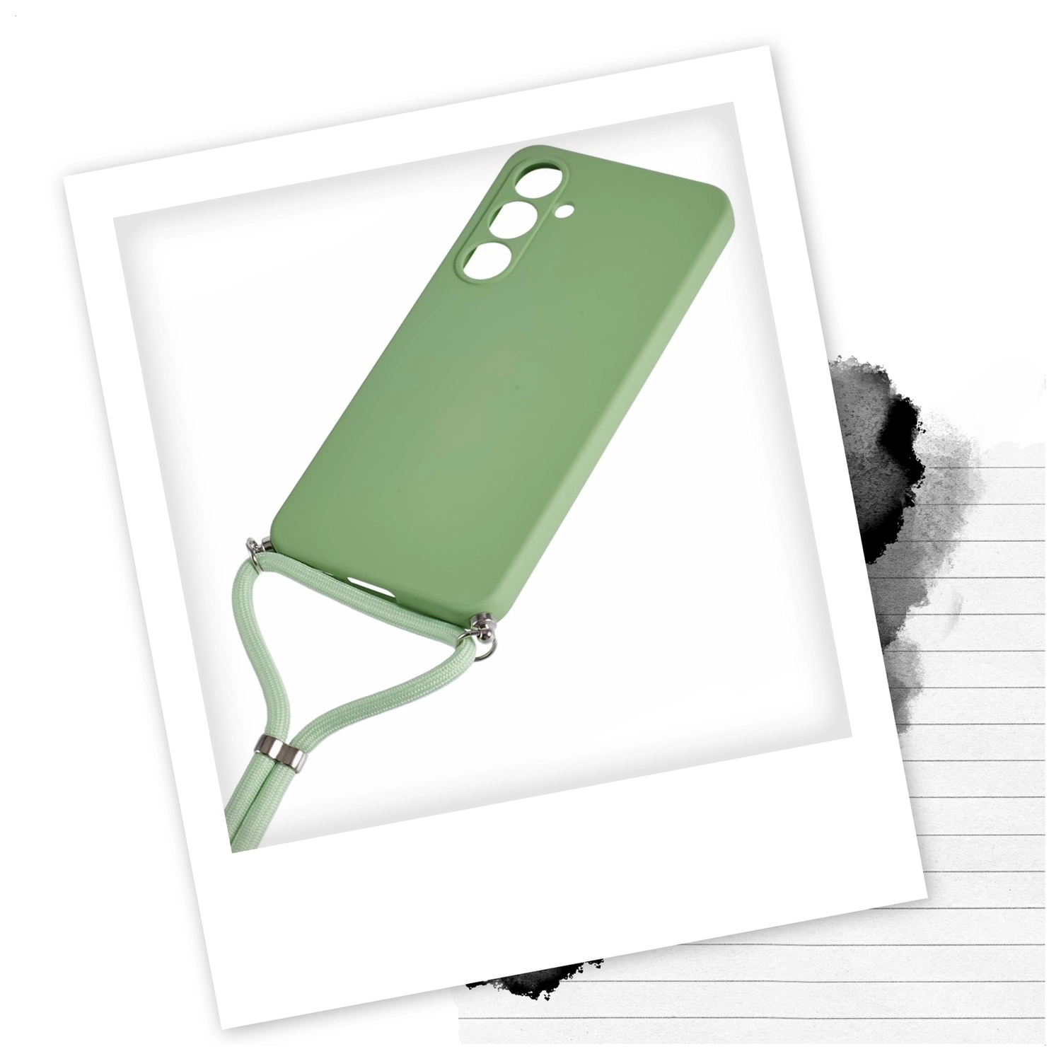 Samsung Galaxy A54 Hoesje met Koord en Camera Bescherming Back Cover Matcha afbeelding 2