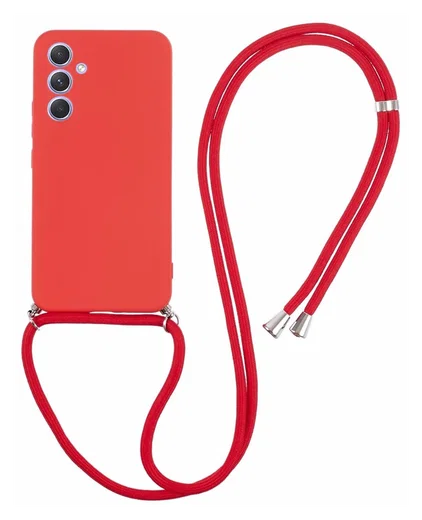 Samsung Galaxy A54 Hoesje met Koord en Camera Bescherming Back Cover Rood afbeelding 1