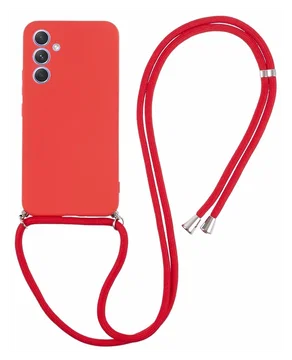 Samsung Galaxy A54 Hoesje met Koord en Camera Bescherming Back Cover Rood