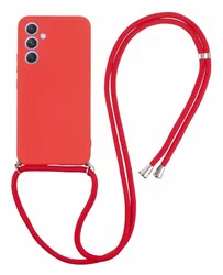 Samsung Galaxy A54 Hoesje met Koord en Camera Bescherming Back Cover Rood afbeelding
