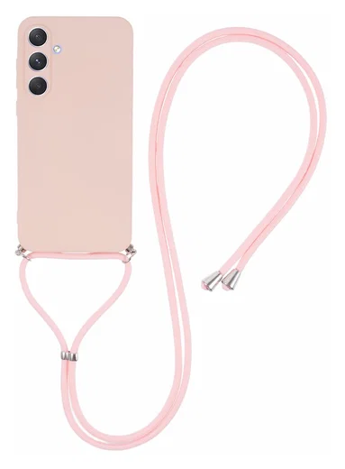 Samsung Galaxy A35 Hoesje met Koord en Camera Bescherming Back Cover Roze afbeelding 1