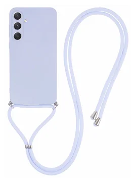 Samsung Galaxy A35 Hoesje met Koord en Camera Bescherming Back Cover Lichtpaars