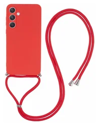 Samsung Galaxy A35 Hoesje met Koord en Camera Bescherming Back Cover Rood afbeelding
