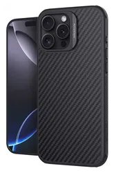 Nillkin Synthetic Fiber Apple iPhone 16 Pro Hoesje MagSafe Carbon Zwart afbeelding