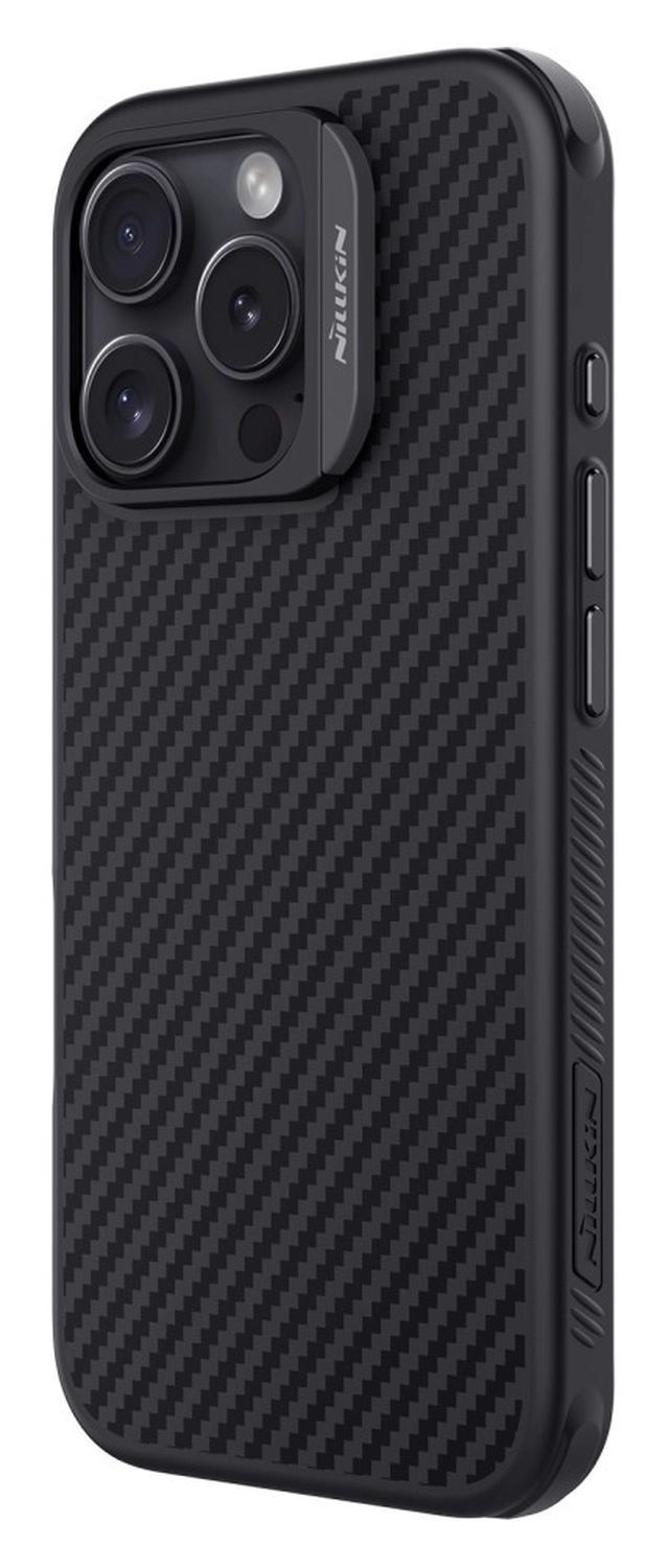 Nillkin Synthetic Fiber Apple iPhone 16 Pro Hoesje MagSafe Carbon Zwart afbeelding 2