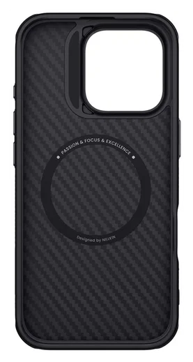 Nillkin Synthetic Fiber Apple iPhone 16 Pro Hoesje MagSafe Carbon Zwart afbeelding 3