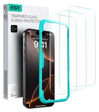 ESR iPhone 17 / 16 Pro Screen Protector Tempered Glass met Montageframe (3-Pack)