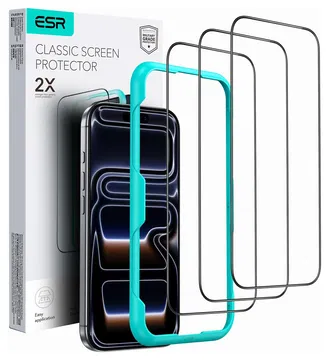 ESR iPhone 17 Pro Screen Protector Tempered Glass met Montageframe (3-Pack)