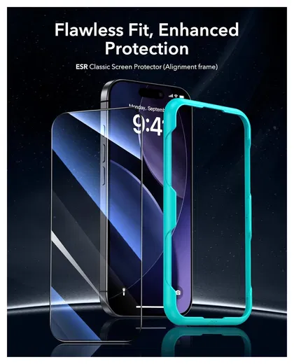 ESR iPhone 17 Pro Screen Protector Tempered Glass met Montageframe (3-Pack) afbeelding 2