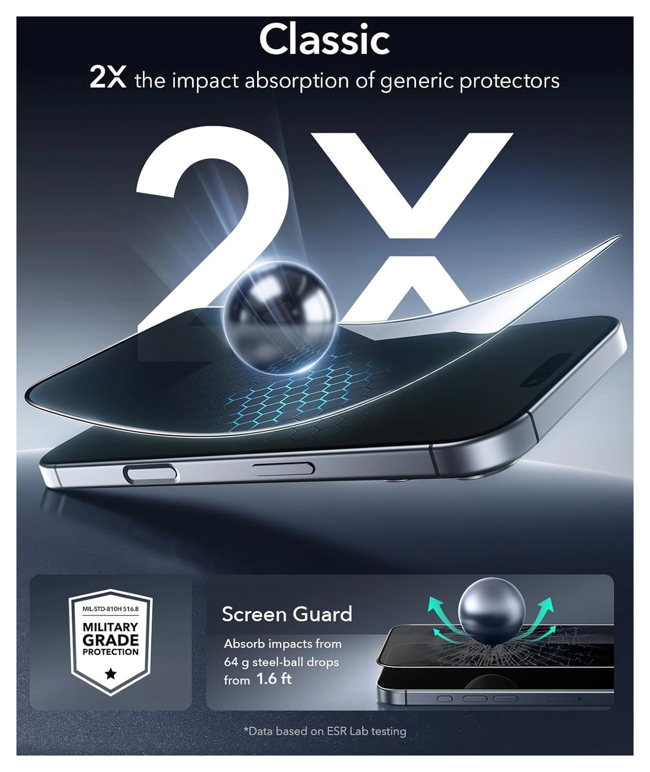ESR Privacy Screen Protector iPhone 17 Pro Max Tempered Glass (3-Pack) afbeelding 5
