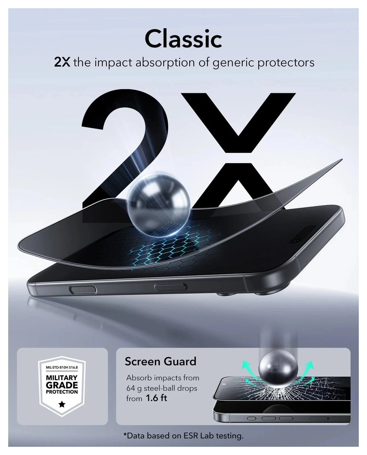 ESR UltraFit Privacy iPhone 17 Pro Max Screen Protector Tempered Glass (3-Pack) afbeelding 5