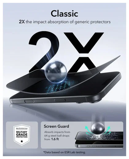ESR UltraFit Privacy iPhone 17 Pro Max Screen Protector Tempered Glass (3-Pack) afbeelding 5