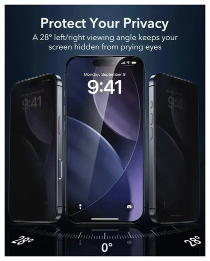 ESR UltraFit Armorite Privacy iPhone 17 Tempered Glass (3-Pack) afbeelding 3