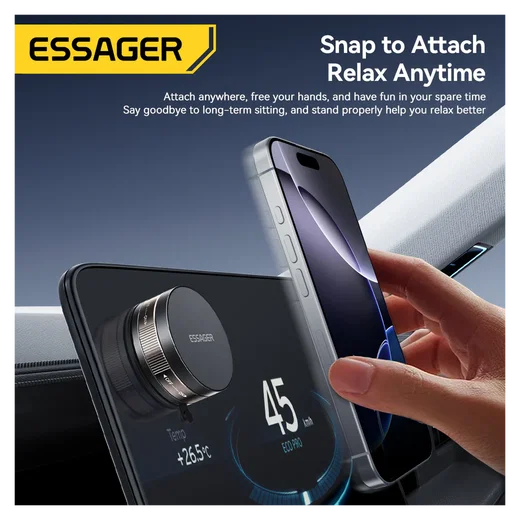 Essager Compacte MagSafe Telefoonhouder Auto Dashboard met Zuignap Zwart afbeelding 3