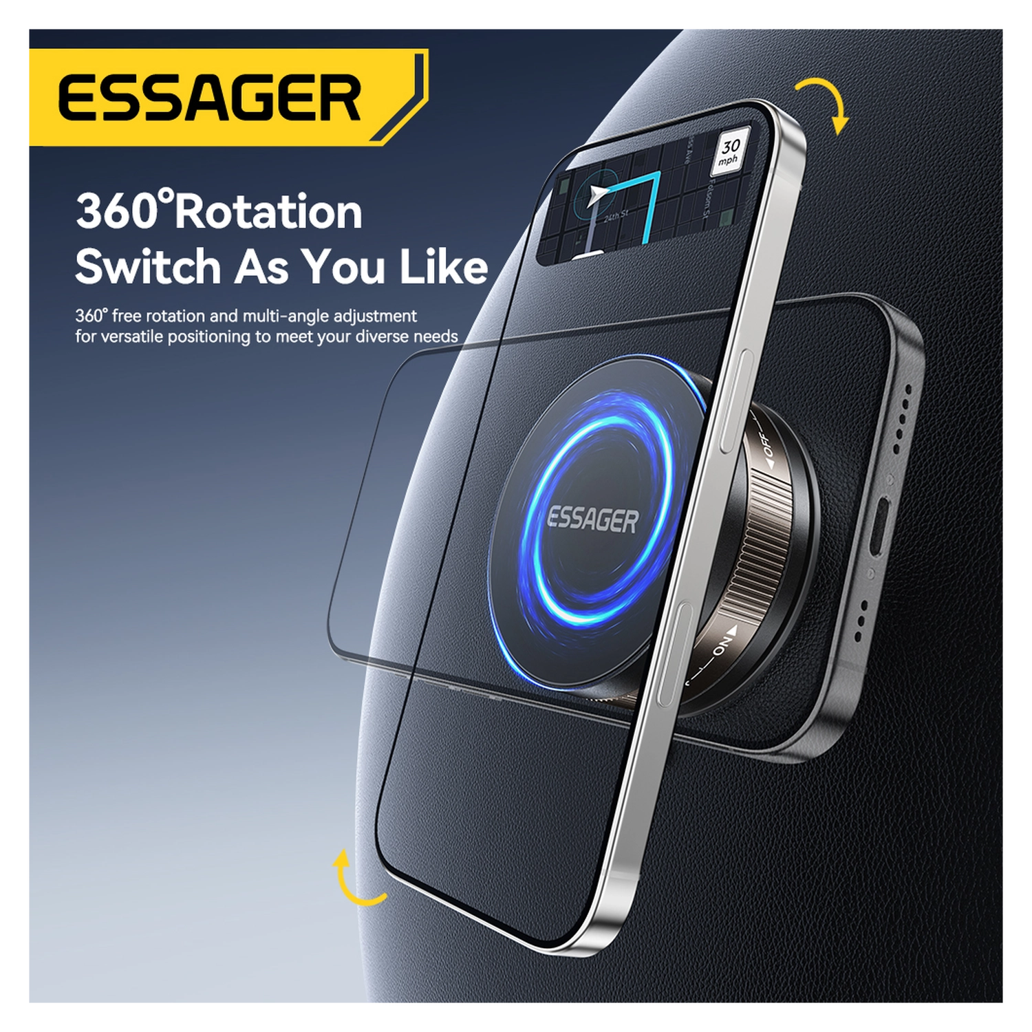 Essager Compacte MagSafe Telefoonhouder Auto Dashboard met Zuignap Zwart afbeelding 4