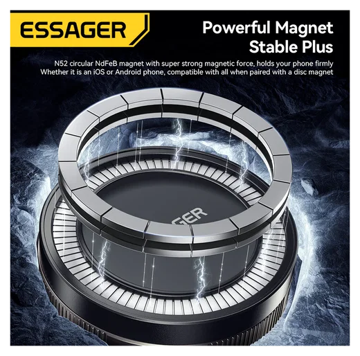 Essager Compacte MagSafe Telefoonhouder Auto Dashboard met Zuignap Zwart afbeelding 6