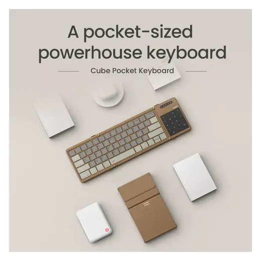 Nillkin Cube Opvouwbaar Bluetooth Toetsenbord met Touchpad Zwart afbeelding 3