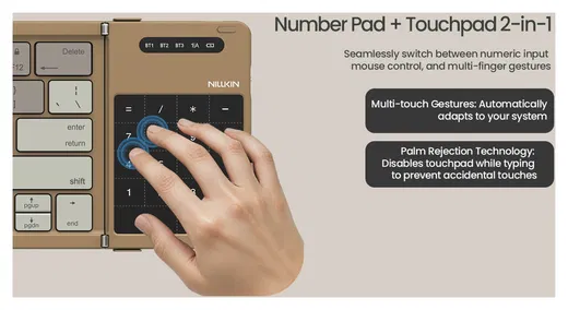 Nillkin Cube Opvouwbaar Bluetooth Toetsenbord met Touchpad Zwart afbeelding 6