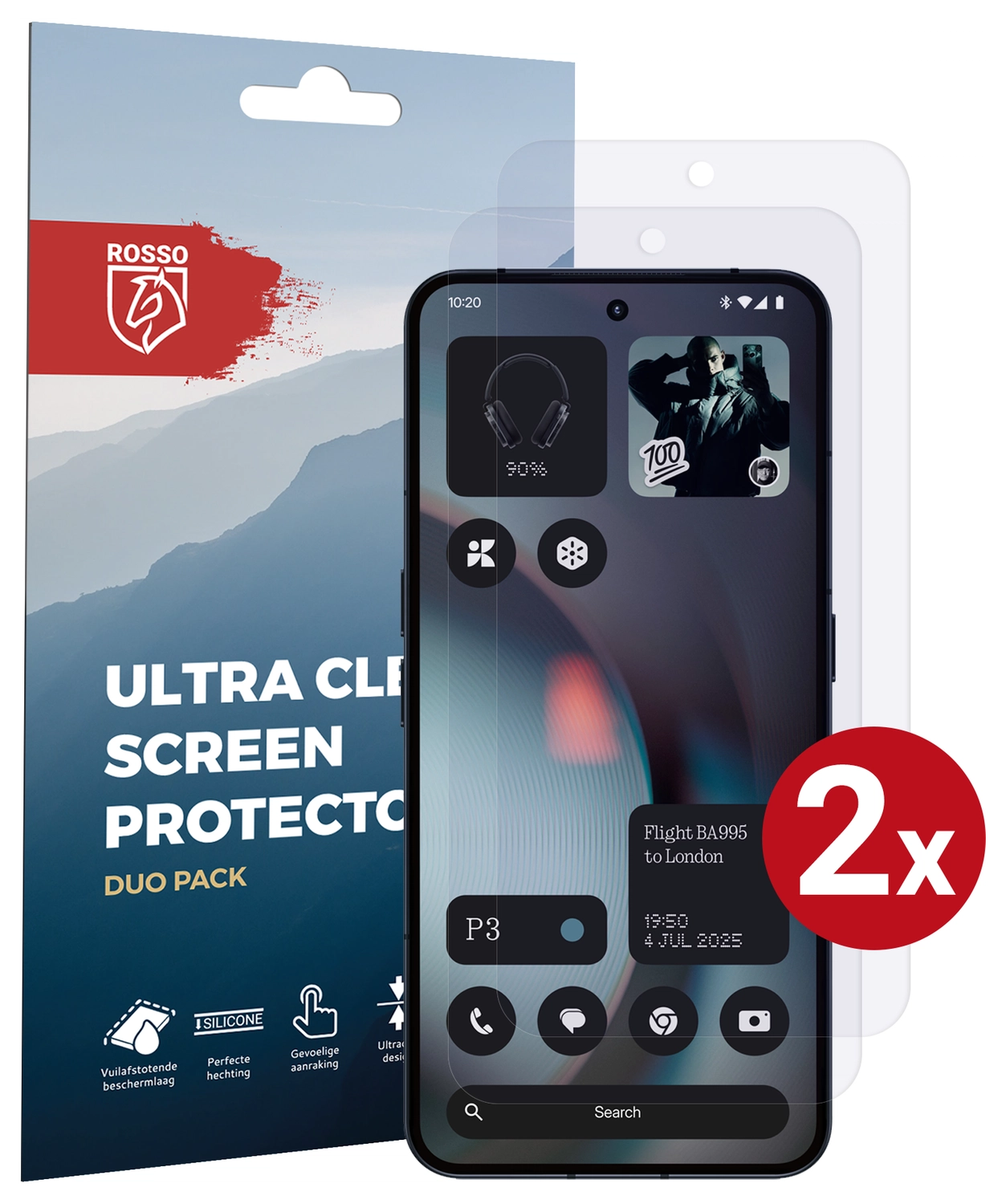 Rosso Nothing Phone (3) Screen Protector Case Friendly Folie Duo Pack afbeelding 1