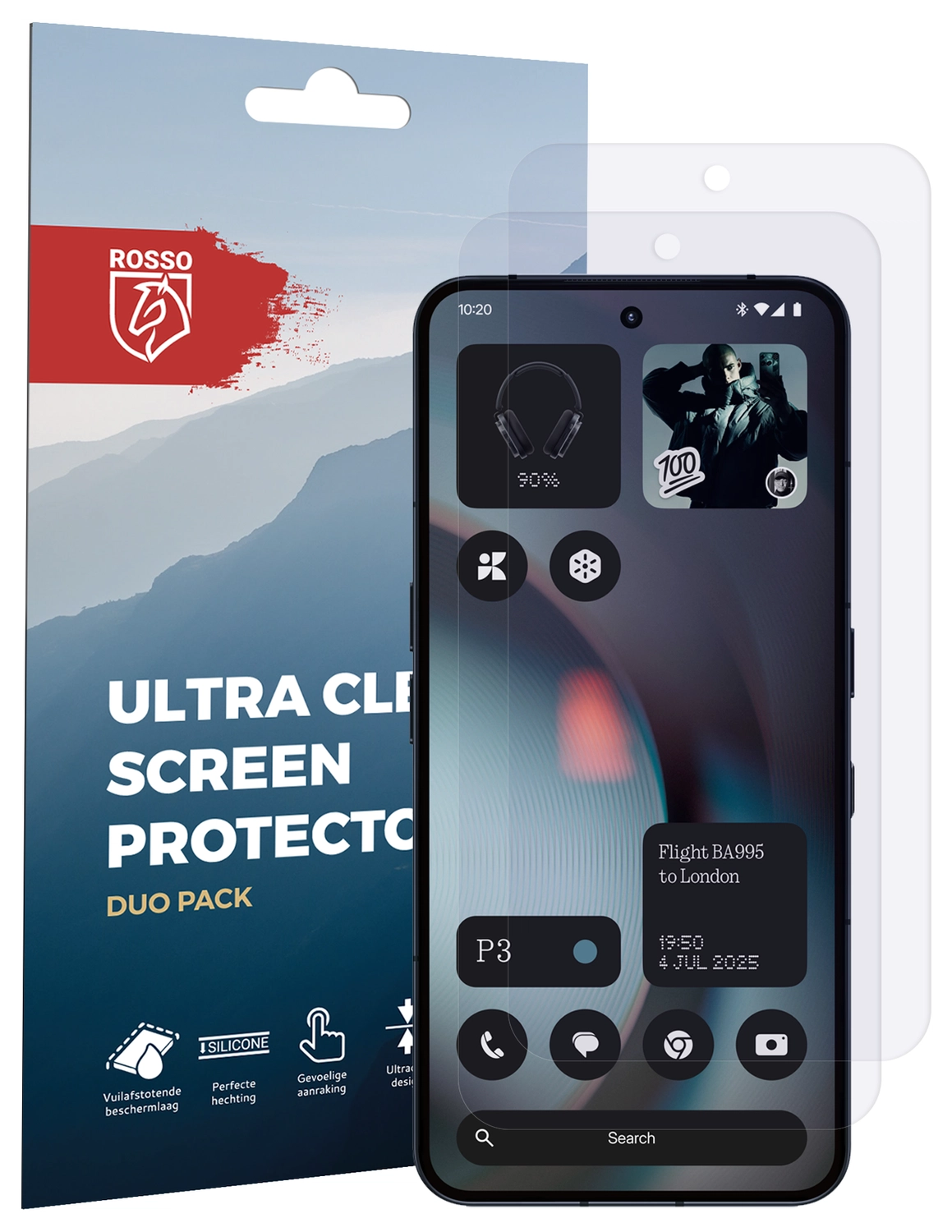 Rosso Nothing Phone (3) Screen Protector Case Friendly Folie Duo Pack afbeelding 7