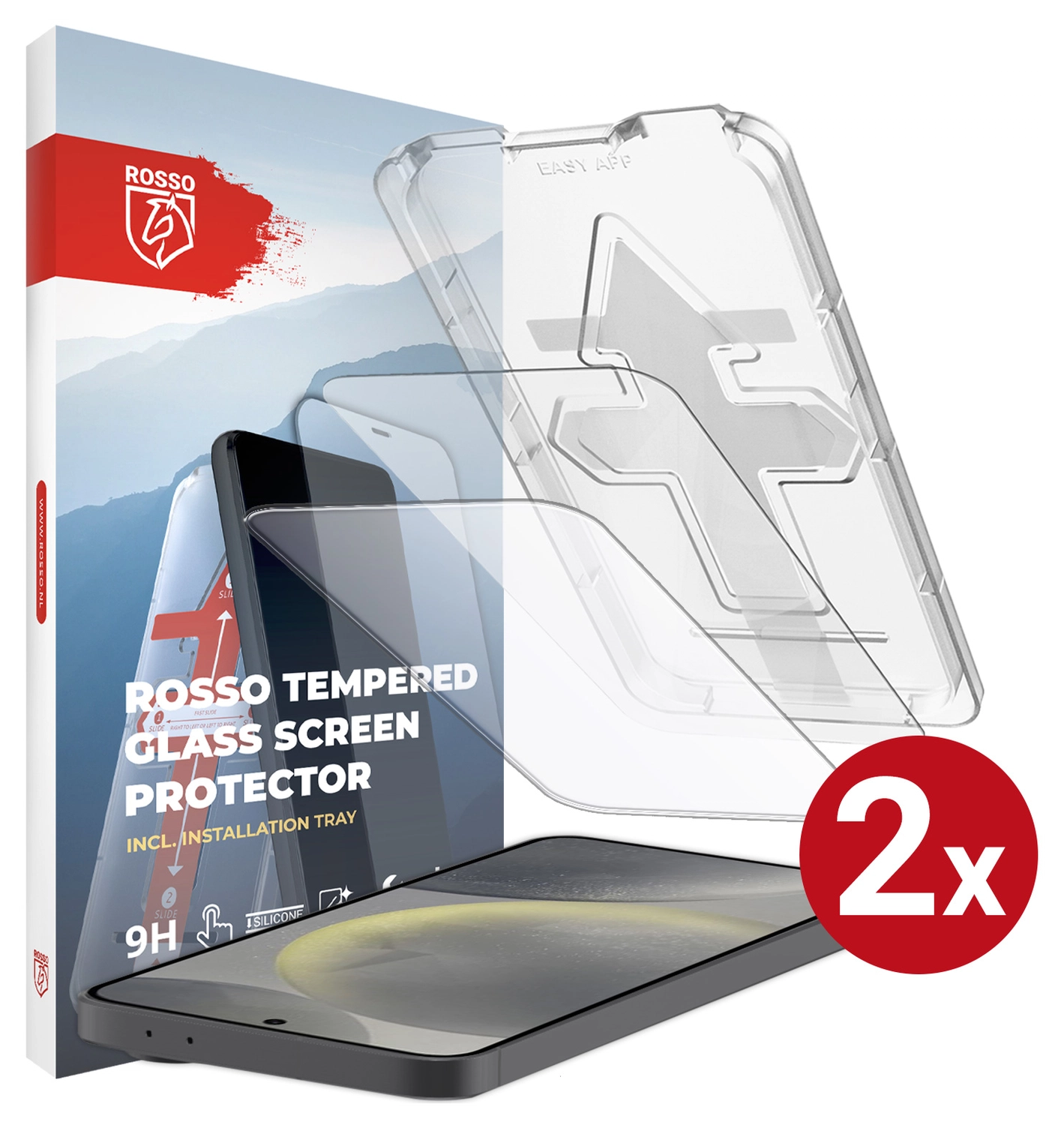 Rosso Samsung S24 Tempered Glass met Installatietray (2-Pack) afbeelding 1