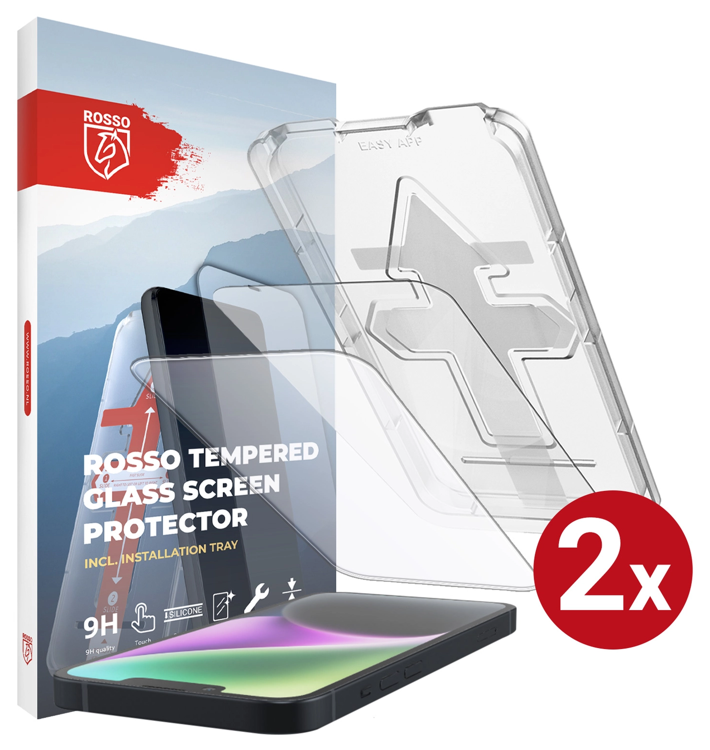 Rosso Apple iPhone 14 Tempered Glass met Installatietray (2-Pack) afbeelding 1