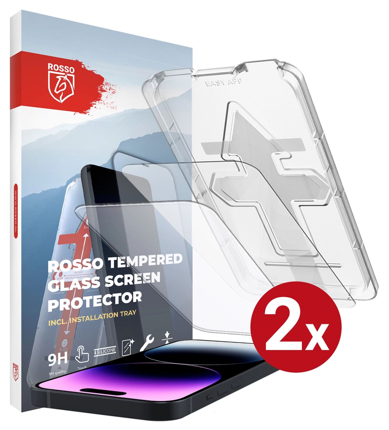 Rosso Apple iPhone 14 Pro Tempered Glass met Installatietray (2-Pack) afbeelding 1