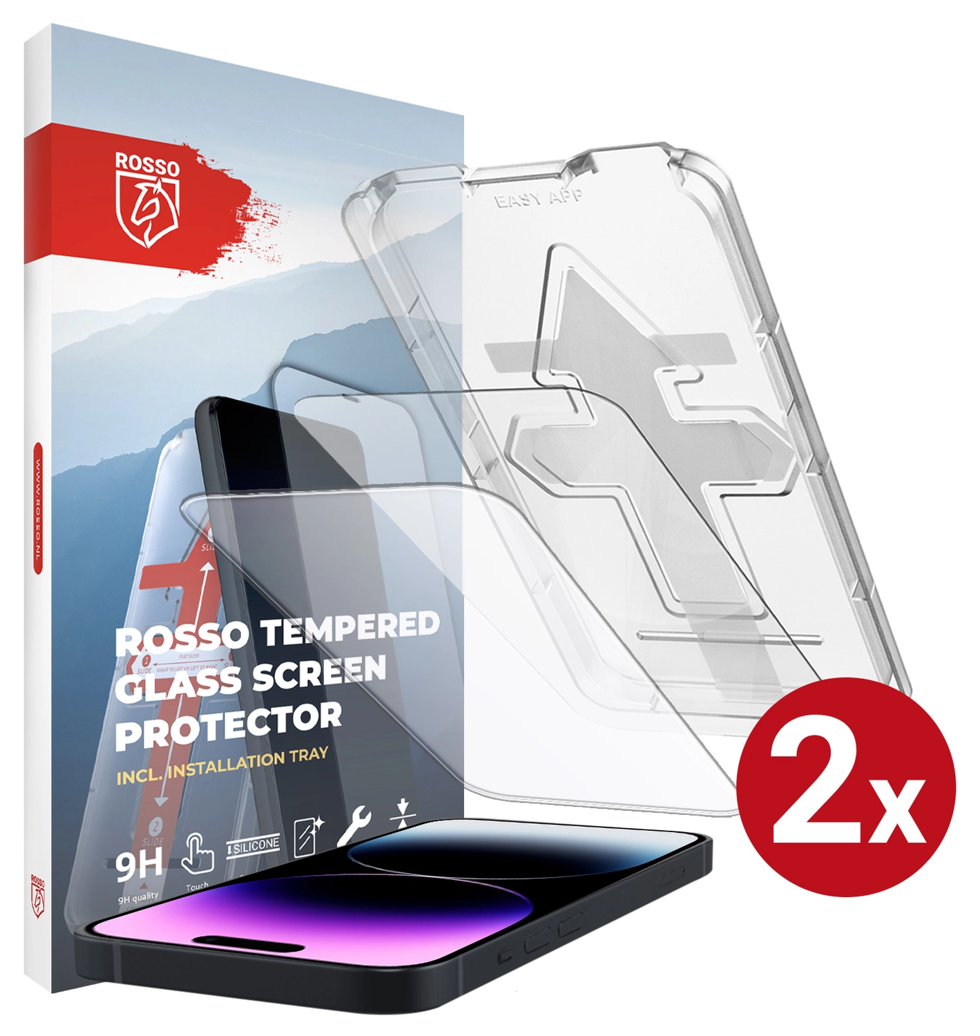 Rosso Apple iPhone 14 Pro Tempered Glass met Installatietray (2-Pack) afbeelding 12
