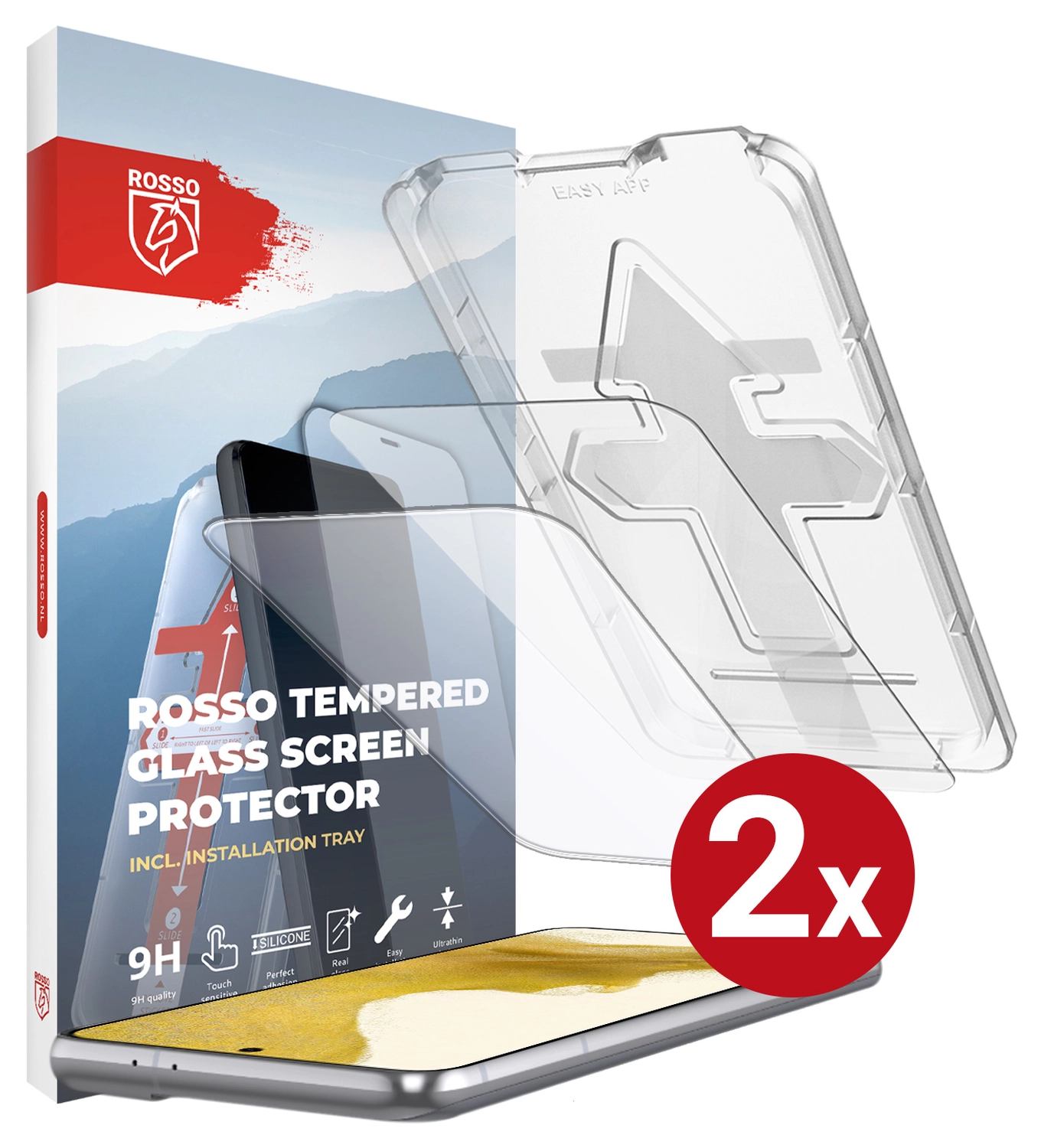 Rosso Samsung Galaxy S22 Tempered Glass met Installatietray (2-Pack) afbeelding 13