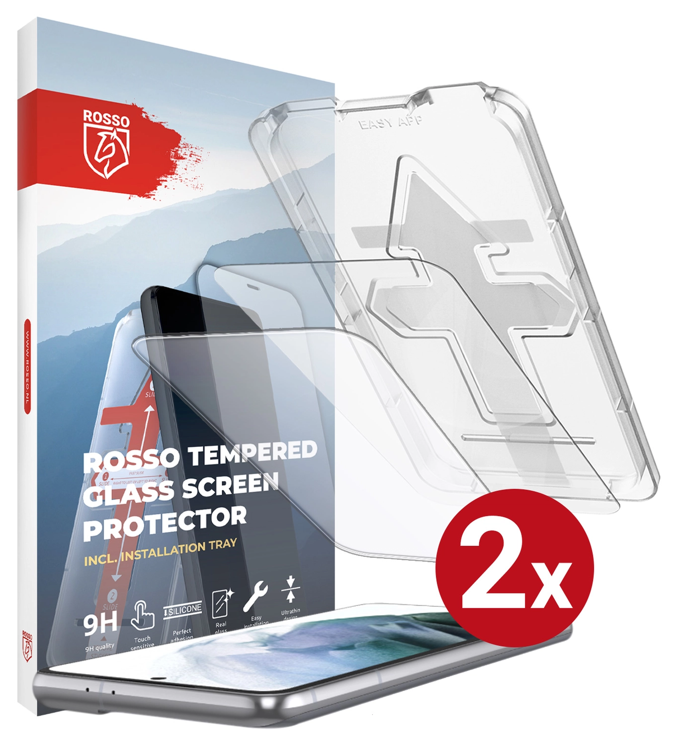 Rosso Samsung Galaxy S21 FE Tempered Glass met Installatietray (2-Pack) afbeelding 13