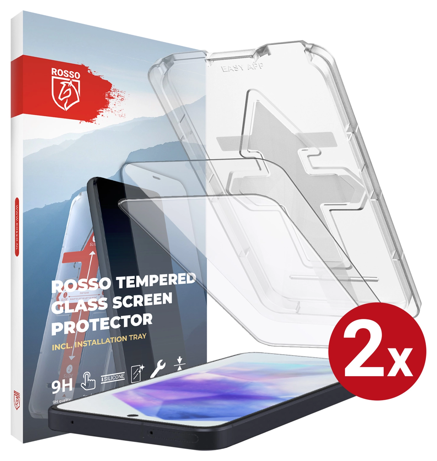 Rosso Samsung Galaxy A53 Tempered Glass met Installatietray (2-Pack) afbeelding 1