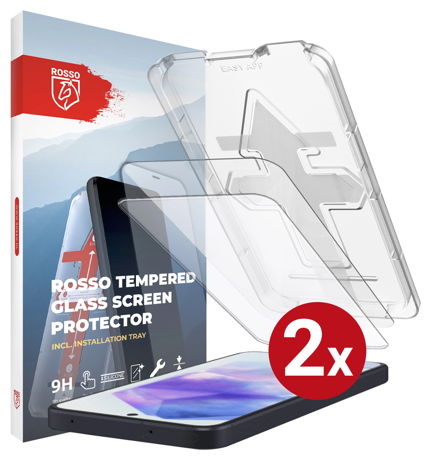Rosso Samsung Galaxy A53 Tempered Glass met Installatietray (2-Pack) afbeelding 13